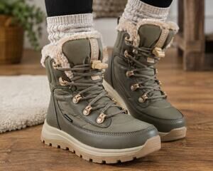 Storm by Cougar Women's Waterproof Winter Boots Faux Fur Olive Green Size 7